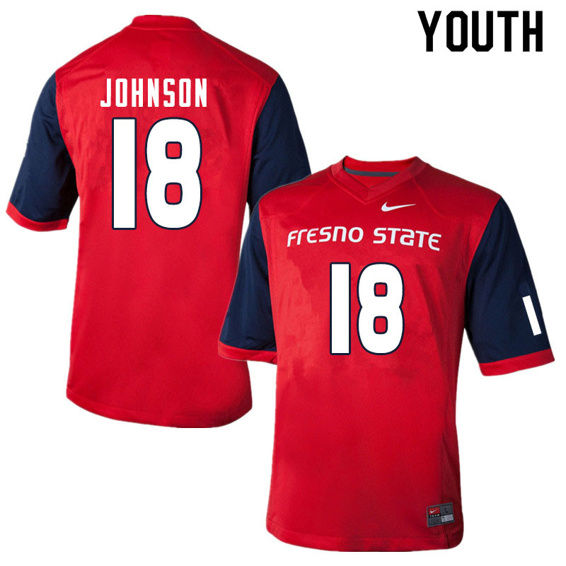 Youth #18 Isaiah Johnson Fresno State Bulldogs College Football Jerseys Sale-Red - Click Image to Close